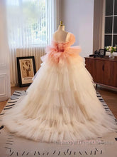 Romantic Pink Tulle Ball Gown Ombre Tiers Semi Formal Prom Dress